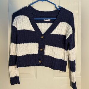 SO Navy & White Striped Cropped Cardigan Girls Large (10/12)